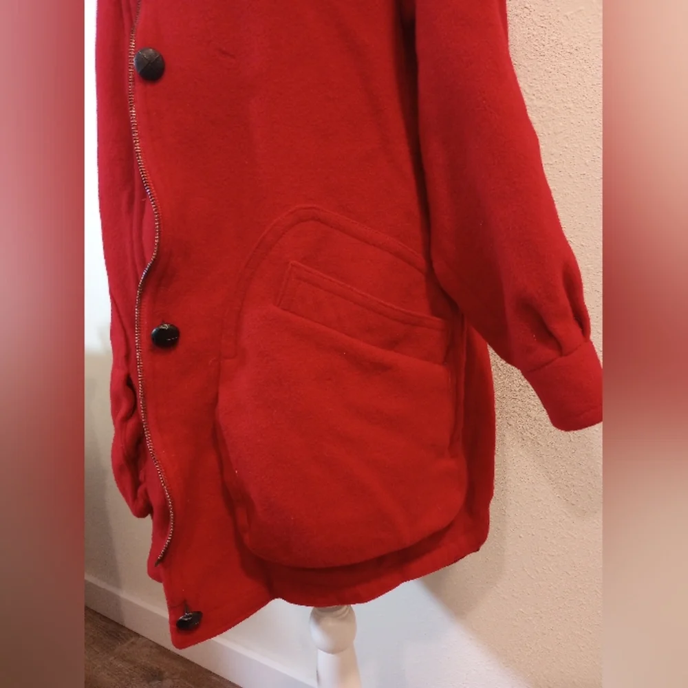 Eddie Bauer Red Wool Coat, Sz L - Picture 7 of 8